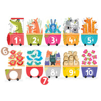 Banana Panda - Puzzle à assembler, train de chiffres, 3 ans et plus-Matching Fun on the Farm - les petits enfants assemblent 6 grands puzzles de 4 pièces, puis mélangent et assortissent les pièces circulaires - un jeu d'association et un puzzle tout-en-un pour les tout-petits