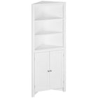 Kleankin - Armoire de salle de bain d’angle avec doubles portes et étagères réglables - blanc-Le style moderne convient à la salle de bain, au salon ou à la salle à manger 