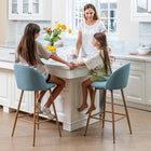 Homy Casa - Tabourets de Bar 26'' avec Siège Tissu Bleu - Paquet de 2-Construction Robuste : Pieds en bois de chêne massif offrant durabilité et stabilité.