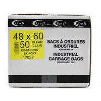 Eco II Sac à ordure industriel - extra fort - 48 po x 60 po - Clair tinté - paquet de 50-48 po x 60 po