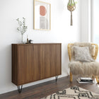 Nexera - Console de rangement 2 portes Slim, Noyer-Facile et rapide à monter, ce meuble de la collection Slim nécessite d'être fixé au mur