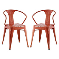 Modway - Promenade Chaise à manger Ensemble de 2 - Rouge-Fauteuil à manger moderne