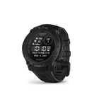 Garmin - Instinct 3 - 45 mm, solaire, édition tactique, noir avec bracelet noir-CHARGE SOLAIRE - Pour ceux qui recherchent une autonomie de batterie encore plus grande pour leurs aventures en plein air, la série Instinct 3 - Tactical Edition propose des options avec un écran monochrome, visible au soleil, transflectif à mémoire en pixels (MIP) avec une lentille de charge solaire qui prolonge la durée de vie de la batterie jusqu'à 40 jours (illimité avec l'énergie solaire) en mode montre intelligente sur le 