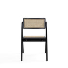 Manhattan Comfort - Lot de 4 chaises pliantes de salle à manger Lambinet 53 cm style industriel chic - noir et cannage naturel-Hauteur d’assise : 46,5 cm avec une capacité de poids de 125 kg