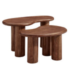 Modway - Hackney Bois de manguier Ensemble de table basse pour nidification - Noyer-Bois massif de manguier