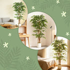 HOMCOM - Arbre banian artificiel 6 pi pour décoration intérieure - vert - lot de 2-Une base lestée assure la stabilité, le rendant sûr pour les enfants et les animaux de compagnie 