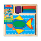 Blocs à motifs pour débutants Melissa & Doug, paquet de 15-Cinq planches à motifs en bois recto-verso avec dix motifs comportent des espaces en retrait pour un placement sécurisé des formes