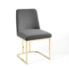 Modway - Amplify Base de traîneau Performance Velvet Chaises de salle à manger Ensemble de 2 - Gris or-Rembourrage en mousse dense