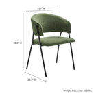 Modway - Nella Rembourré Chenille à bruyère Chaises de salle à manger Ensemble de 2 - Eucalyptus Black-Dossier de canon