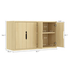 Manhattan Comfort - Buffet moderne Rivington 60" à 4 portes - Chêne naturel-4 portes sans poignées à fermeture douce avec découpes intégrées pour un aspect moderne et épuré