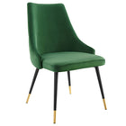 Modway - Adorn Performance Velvet Fauteuil d’appoint de salle à manger Ensemble de 2 - Émeraude-Tissu résistant aux taches durable