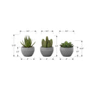 Monarch Specialties - Plante Artificielle - 6 po H - Succulent - Mis En Pot - Ensemble De 3 - Plantes Vertes - Pots Ciment Gris-Ces fausses plantes vertes faciles à entretenir sont fabriquées à partir de matériaux de la plus haute qualité et ne nécessitent ni entretien ni arrosage, pour des accents décoratifs durables et respectueux de l'environnement qui dureront toute une vie