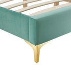 Modway - Sutton Performance Velvet Cadre de lit King, Monnaie-Pieds en métal doré avec des capuchons sans marque