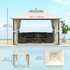 Outsunny - Pavillon d’extérieur 10 pi l x 12 pi L, double toit avec moustiquaire et rideaux-Le système de drainage empêche l'accumulation d'eau les jours de pluie