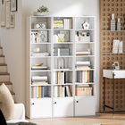 HOMCOM - Bibliothèque 7 niveaux avec étagère réglable et armoire - blanc-Équipée de pieds antidérapants pour protéger vos sols et améliorer la stabilité 