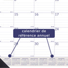 Blueline - 2024-2025 DuraGlobe sous-main académique mensuel - 22 po x 17 po - Bilingue-Support de carton et coins renforcés