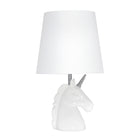 Simple Designs - Lampe de table - Licorne argentée et blanche scintillante-Base en résine blanc + argent pailleté