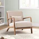 Ebello - Hertford Fauteuil d’appoint 26 po bois massif milieu de siècle avec coussin extra, beige-Le cadre en bois massif est robuste et supporte une charge maximale supérieure à 250 lb