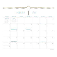 AT-A-GLANCE – Calendrier mural mensuel Signature 2027 – 11 7/8 po H x 14 7/8 po l – bilingue-Format des pages : 11 7/8 po H x 14 7/8 po l