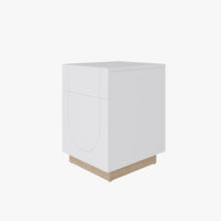 Nexera - Table d'appoint Nauraa, Blanc et Érable naturel-Étagère ajustable