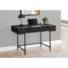Monarch Specialties - 7552 Bureau 48 po L - Faux Marbre Noir/Metal Noir-La base en métal au fini noir offre de la stabilité et comprend des pieds en métal minces qui sont encastrés sous le bureau rectangulaire