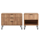 Manhattan Comfort - Dumbo table de chevet moderne 1 tiroir et commode 3 tiroirs - brun doré - ensemble de 2-Commode de chambre moderne-contemporaine avec une touche de glamour Ensemble comprenant 1 commode standard et 1 table de nuit 1.0