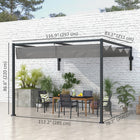 Outsunny - Pergola Adossée avec Auvent Rétractable pour Patio, Terrasse - 10 pi x 7 pi-Trous de drainage sur le toit 