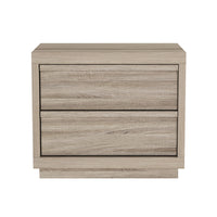 Manhattan Comfort - Table de nuit contemporaine Navis 26" à 2 tiroirs - Chêne naturel-La finition aspect bois offre une apparence chaleureuse et naturelle prisée dans la conception de meubles modernes