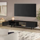 Hudson&Canal - Meuble TV Lucien pour téléviseurs jusqu'à 78" - Grain noir-Dimensions du produit : 15,75" L x 69,63" l x 16" H
