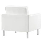 Modway - Loft Touffe Cuir végane Fauteuil et ensemble ottoman - Blanc argenté-Capacité de poids : 330 lb