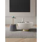 Manhattan Comfort - Ensemble de 2 tables : table basse moderne Anderson 71,5 cm et table d’appoint 40 cm - crème et gris-Table basse avec un magnifique plateau en céramique effet marbre
