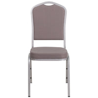 Chaise de banquet HERCULES empilable, dossier couronne, tissu à pois gris, siège épais de 2,5 po, cadre argenté (FD-C01-S-6-GG)-Chaise de banquet multi-usages