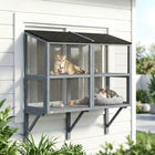PawHut - Catio enclos extérieur pour chat, boîte de fenêtre 51,2 po L - gris-Ce catio possède une structure solide en bois de sapin pour la stabilité et la longévité 