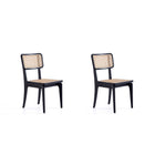 Manhattan Comfort - Lot de 2 chaises de salle à manger Giverny 18,11 po style industriel chic - noir et cannage naturel-Chaise de salle à manger moderne style industriel chic en rotin parfaite pour la salle à manger lot de 2