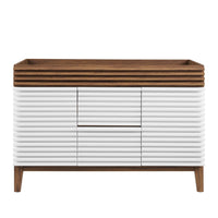 Modway - Render 48" Meuble de toilette de salle de bain compatible double lavabo (non inclus) - Noyer blanc-Vanité moderne du milieu du siècle