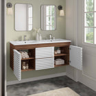 Modway - Render Fixation murale de 48" Vanette de salle de bain - Blanc Noyer Blanc-Tiroirs à extension complète