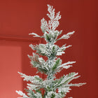 HOMCOM - Sapin de Noël artificiel 7 - 5' forme crayon enneigé-Construction à charnière/conception de section/branches s'ouvrant automatiquement pour une installation rapide 