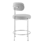 Modway - Albie Tissu Tabourets de comptoir Ensemble de 2 - Argent gris-8