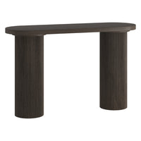 Hudson&Canal - Table console ovale cannelée Isa - 55 po l - Chêne brun-Une interprétation moderne d'un design scandinave classique pour votre salon, votre bureau et plus encore