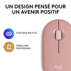 Logitech - Pebble Mouse 2 M350s fine sans fil Bluetooth, portable, légère, boutons personnalisables - Rose-10