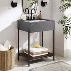 Modway - Etch 24" Meuble de salle de bain avec lavabo - Noir Blanc-Nivelleurs ajustables pour la protection des planchers