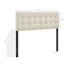 Modway - Emily Tissu tapis Tête de lit pleine grandeur, Écru-Touffage de boutons