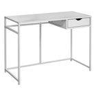 Monarch Specialties - 7570 Bureau 42 po - Blanc/Metal Blanc-Bureau d'ordinateur avec 1 petit tiroir de rangement avec une poignée découpée confortable et des glissières de tiroir en métal