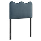 Modway - Athena Velours de performance résistant aux taches Tête de lit jumelée, Bleu Cadet-Velours de performance résistant aux taches