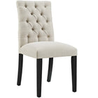 Modway - Duchess Tissu Chaise à manger Ensemble de 4 - Beige-Dossier boutonné luxueusement touffé