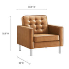 Modway - Loft Touffe Cuir végane Fauteuil et ensemble ottoman - Silver Tan-Rembourrage en cuir végane
