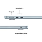 Apple - MacBook Air 13 po - M5 - 10 coeurs - 512 Go SSD - Mémoire unifiée 16 Go - Bleu ciel-Connectez Absolument Tout - MacBook Air comprend deux ports Thunderbolt 4, un port de recharge MagSafe, une prise pour écouteurs ainsi que la puce réseau sans fil N1 d’Apple pour le Wi-Fi 7 et le Bluetooth 6. Et il prend en charge Jusqu’à deux moniteurs externes
