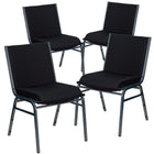 Flash Furniture – Chaise empilable robuste noire à motifs à revêtement Hercules rembourrée de 3 po, 4/pqt-Ensemble de 4 chaises empilables polyvalentes