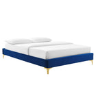 Modway - Sutton Performance Velvet Cadre de lit queen-lit, Marine-Pieds en métal doré avec des capuchons sans marque