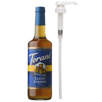 Torani - Sirop caramel classique sans sucre avec pompe -750 mL-Plus que simple café : idéal pour les lattes, les frappes, les thés, les cafés, les cocos chauds, les milkshakes, les desserts et autres boissons mélangées congelées